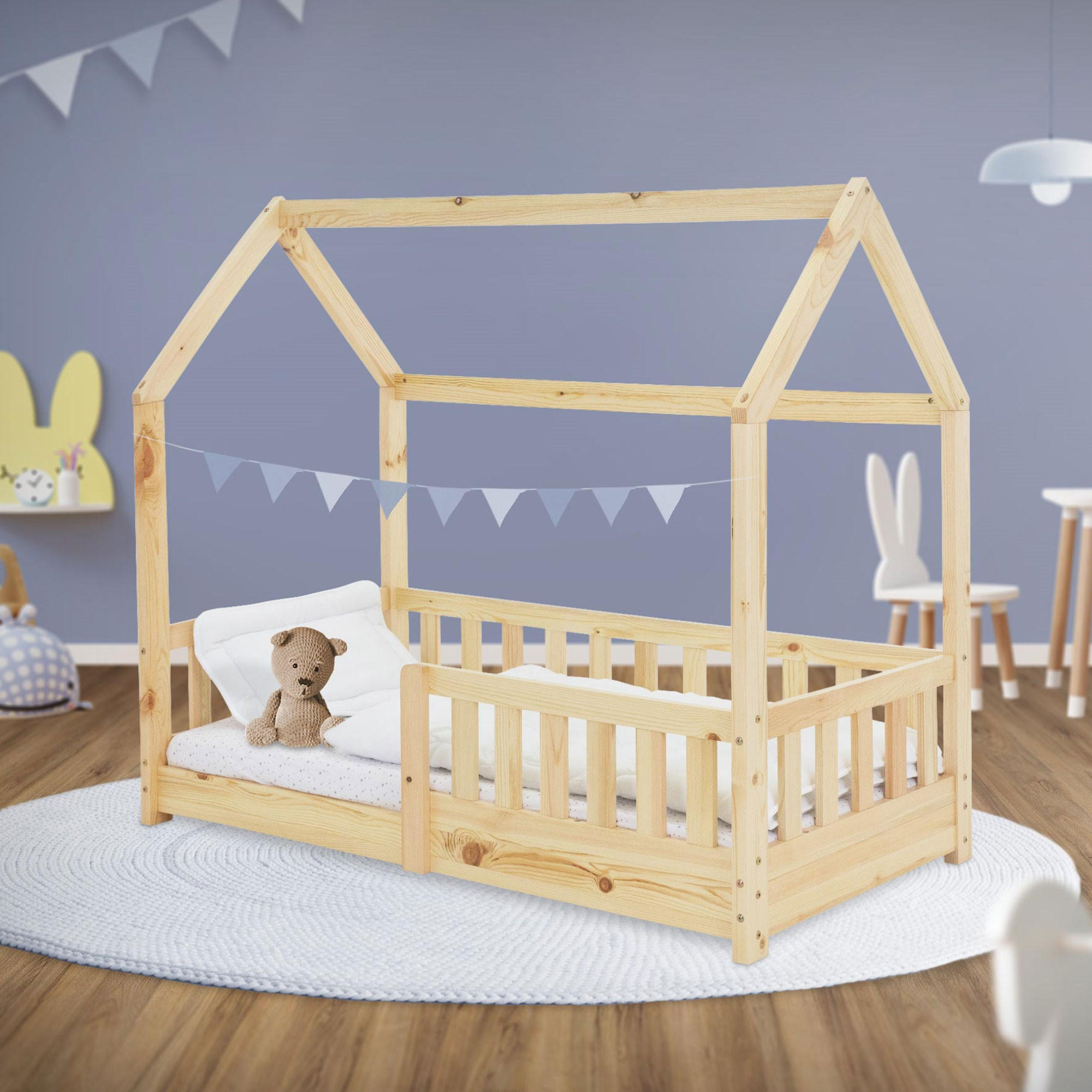 KINDERBETT mit Dach 70x140 cm Natur - Naturfarben, Holz (70/140cm) - ML-DESIGN