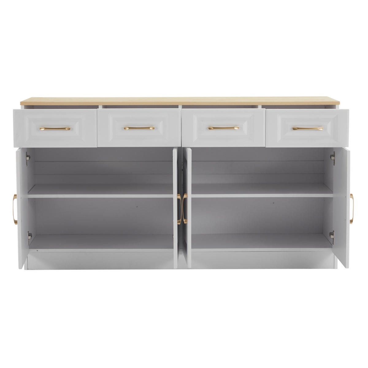 SIDEBOARD 140/40/75 cm in Weiß/Eiche mit 4 Schubladen und 4 Türen - Weiß, Holzwerkstoff (140/75/40cm) - Flora Grace