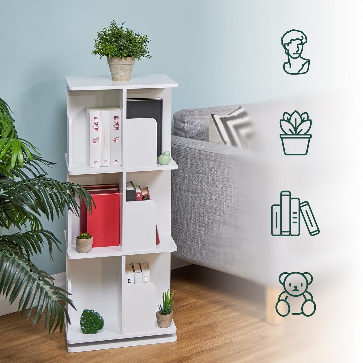 BÜCHERREGAL - Weiß, Holzwerkstoff/Metall (39/95/39cm) - Relaxdays