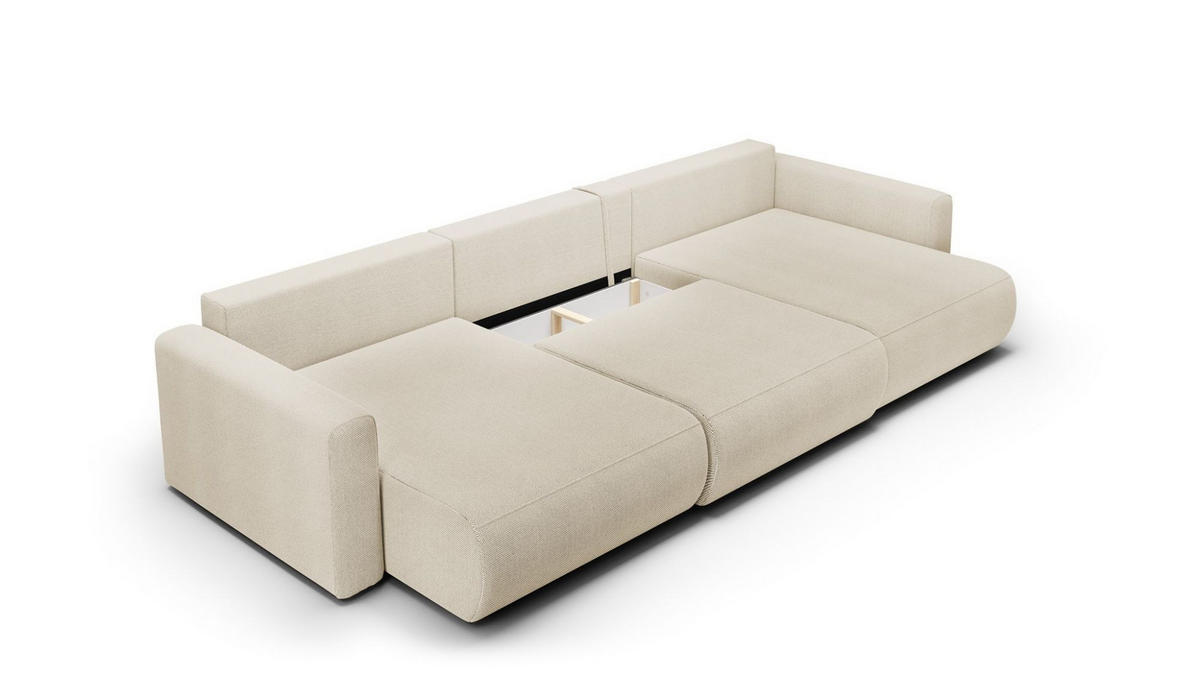 WOHNLANDSCHAFT Chaira Mit Schlaffunktion - Beige, Holzwerkstoff/Textil (340/85/149cm) - Fun Möbel