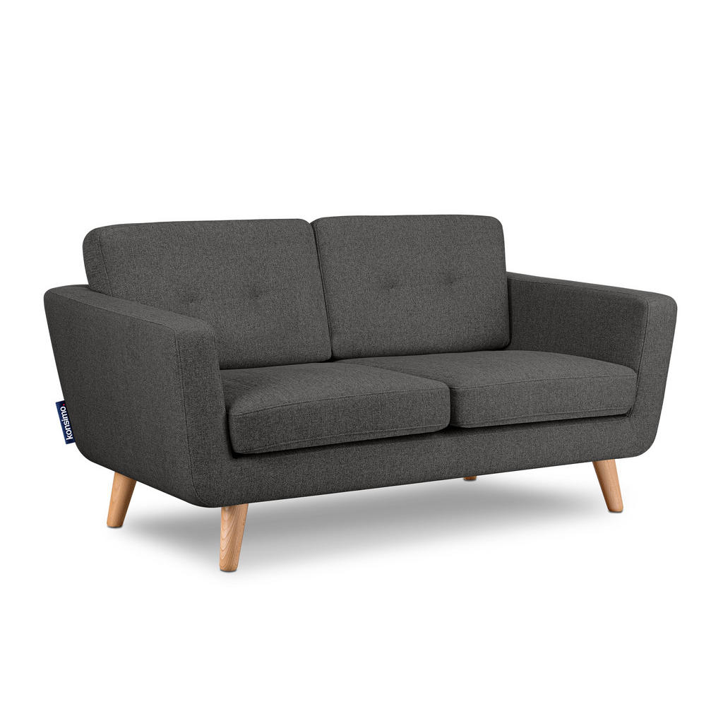 Thumbnail - Konsimo® 2-Sitzer-Sofa, Graphit, Textil, 88x80x153 cm, Wohnzimmer, Sofas & Couches, Sofas, 2-Sitzer Sofas