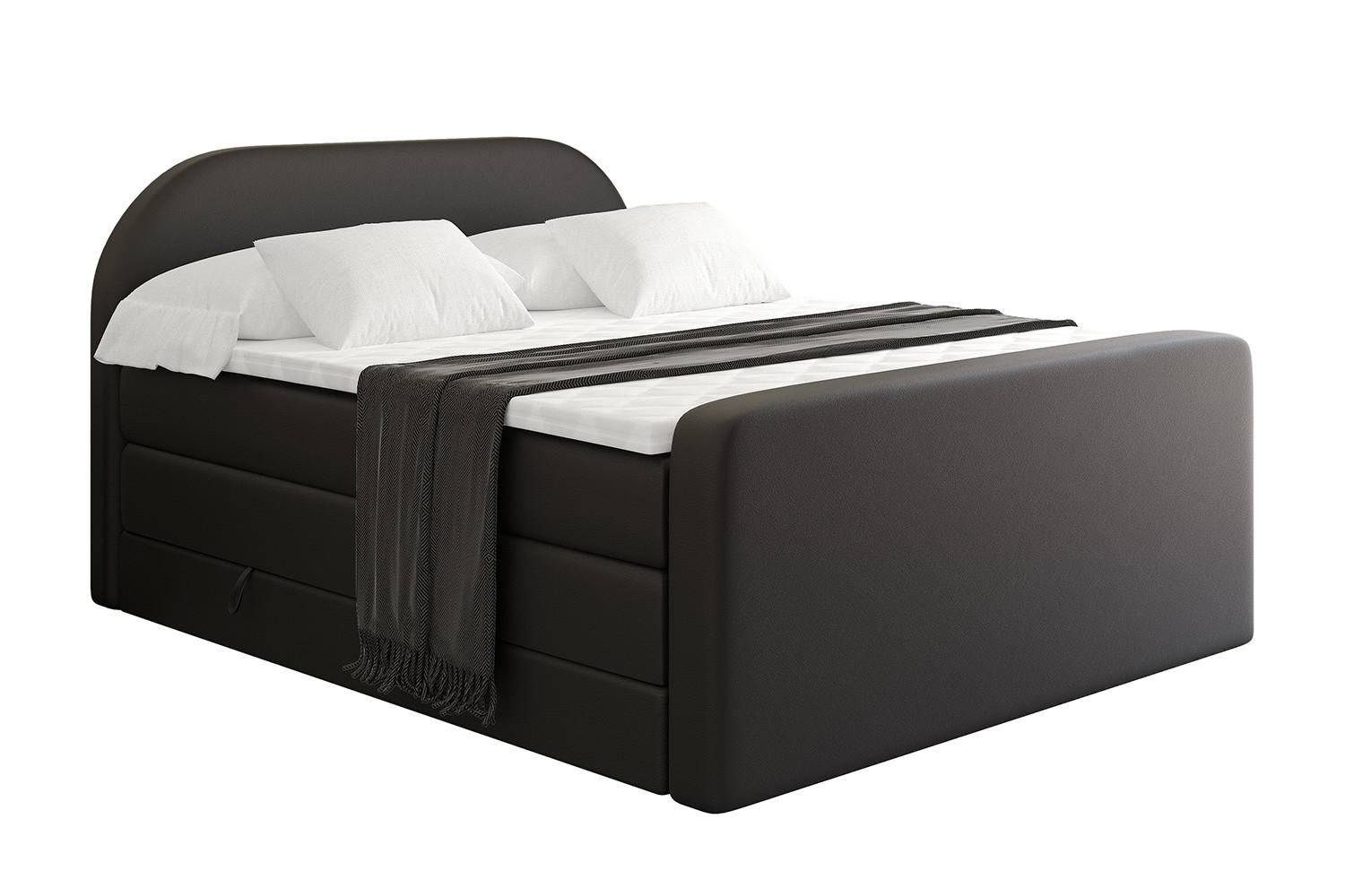 BOXSPRINGBETT mit Matratze und Lattenrost - NOX-Z KING-180x200 - Schwarz Kunstleder - Schwarz, Holzwerkstoff (180/200cm) - ALTDECOR