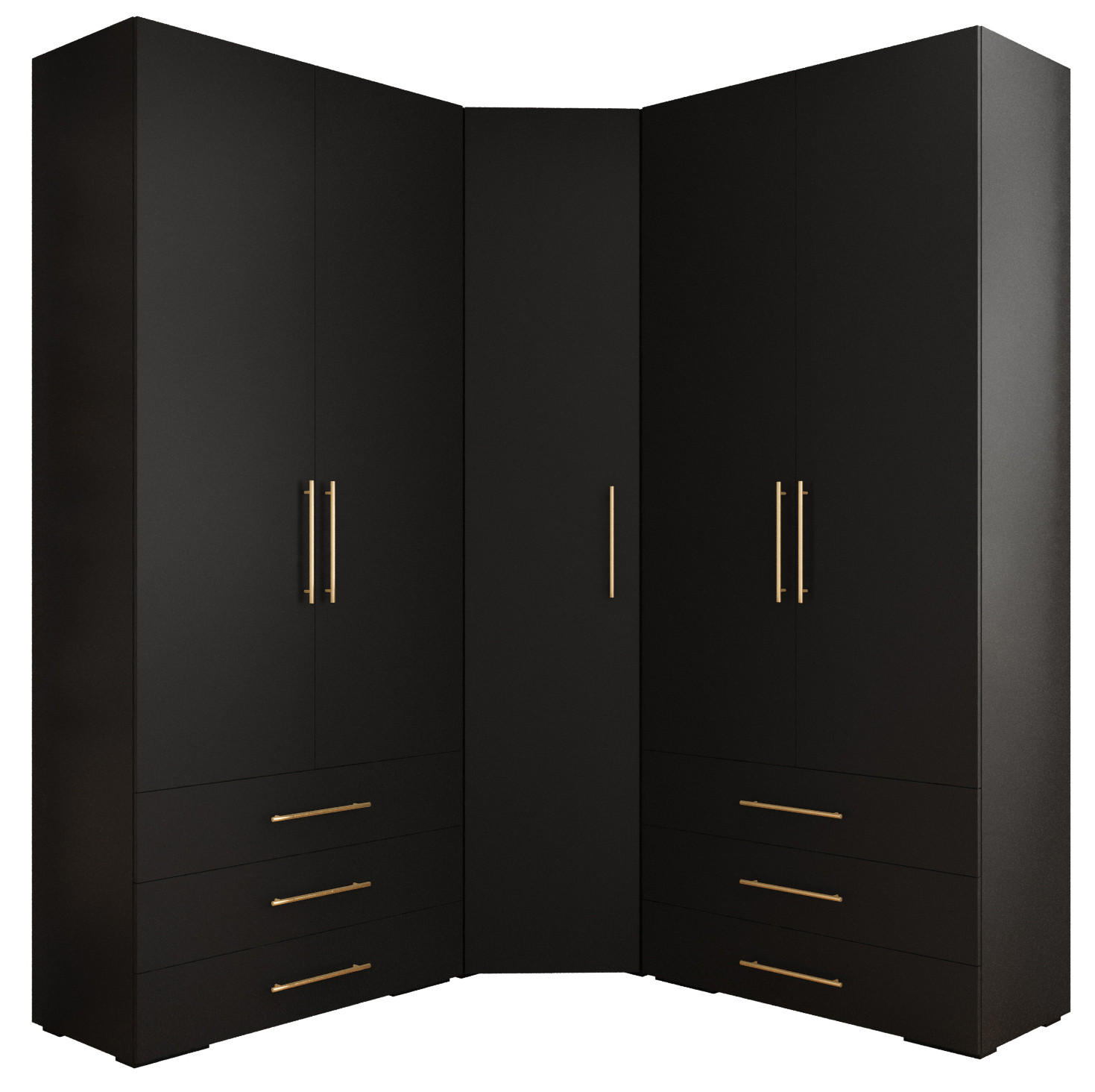 GARDEROBEN-SET 236,7/181,7/47 - Goldfarben/Schwarz, Holz/Kunststoff (181.7/236.7/47cm) - Abiks Möbel