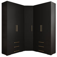 GARDEROBEN-SET 236,7/181,7/47 - Goldfarben/Schwarz, Holz/Kunststoff (181.7/236.7/47cm) - Abiks Möbel