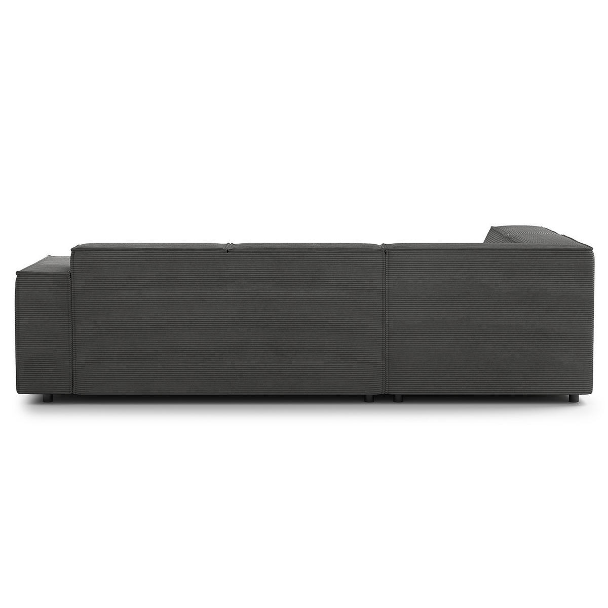 ECKSOFA mit Ottomane - Anthrazit/Schwarz, Kunststoff/Textil (260/234cm) - home24