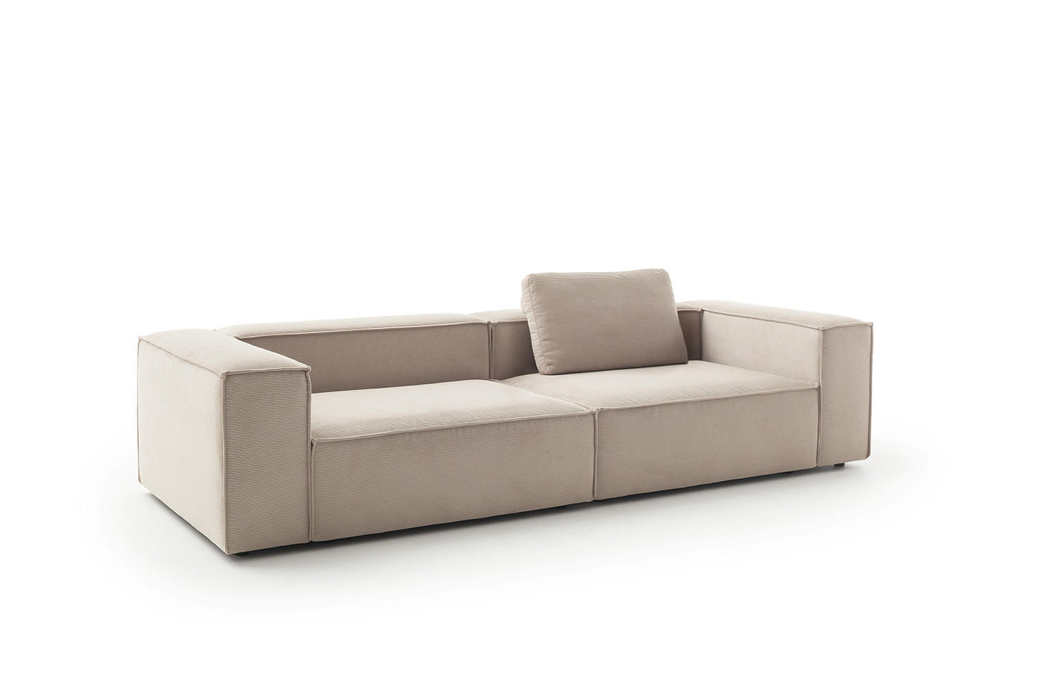 SOFA CARMO Beige Cord - Beige/Schwarz, Kunststoff/Textil (306/68/118cm) - KAWOLA