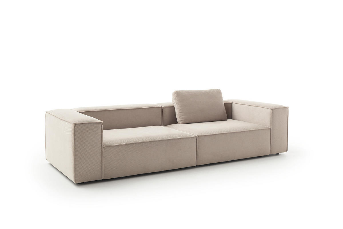 SOFA CARMO Beige Cord - Beige/Schwarz, Kunststoff/Textil (306/68/118cm) - KAWOLA