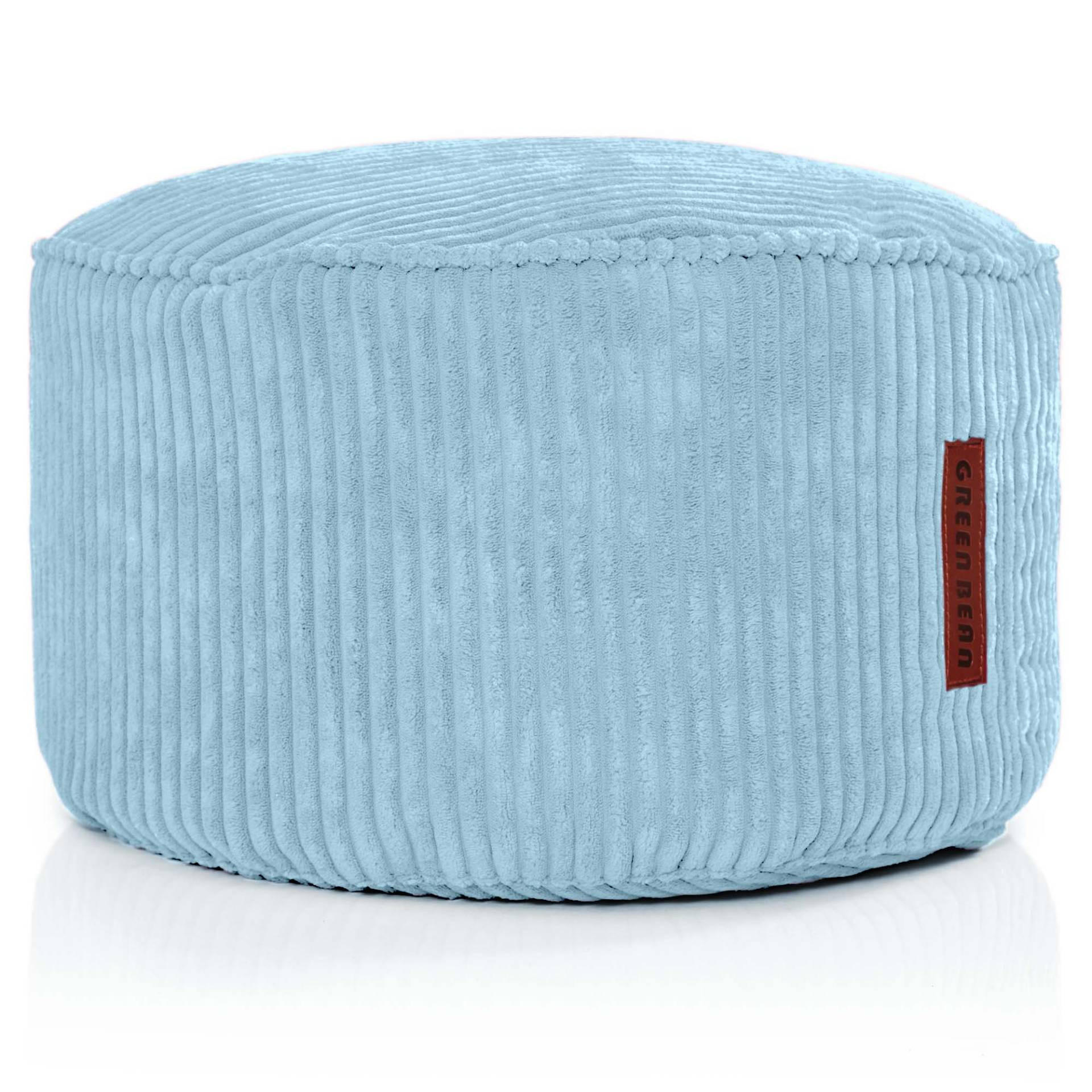 SITZSACK-HOCKER Pouf "Cord" 45x25cm - Hellblau, Textil (45/25/45cm) - Green Bean