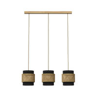 3ER PENDELLEUCHTE Morten Rattan/Schwarz 70 x 120 cm - Schwarz/Braun, Holz (70/70/120cm) - Vicco