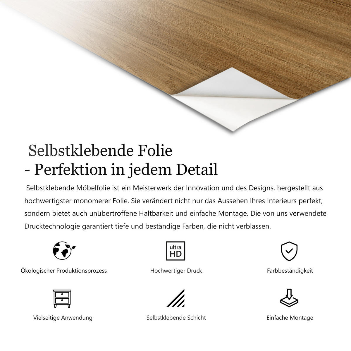 MÖBLAUFKLEBER 100x50 cm braun - Dunkelbraun, Kunststoff (100/50/0.1cm) - Wallfluent