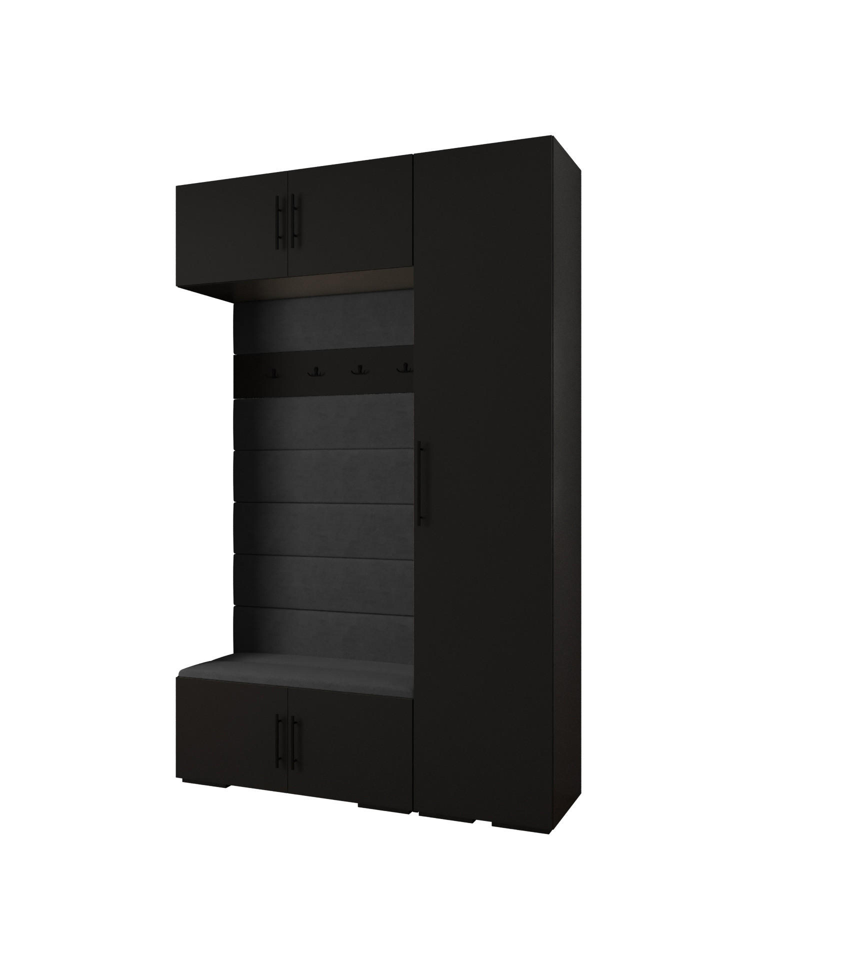 Abiks Möbel Garderoben-Set Schwarz, Schwarz, Schwarz 150x236.7x47 cm