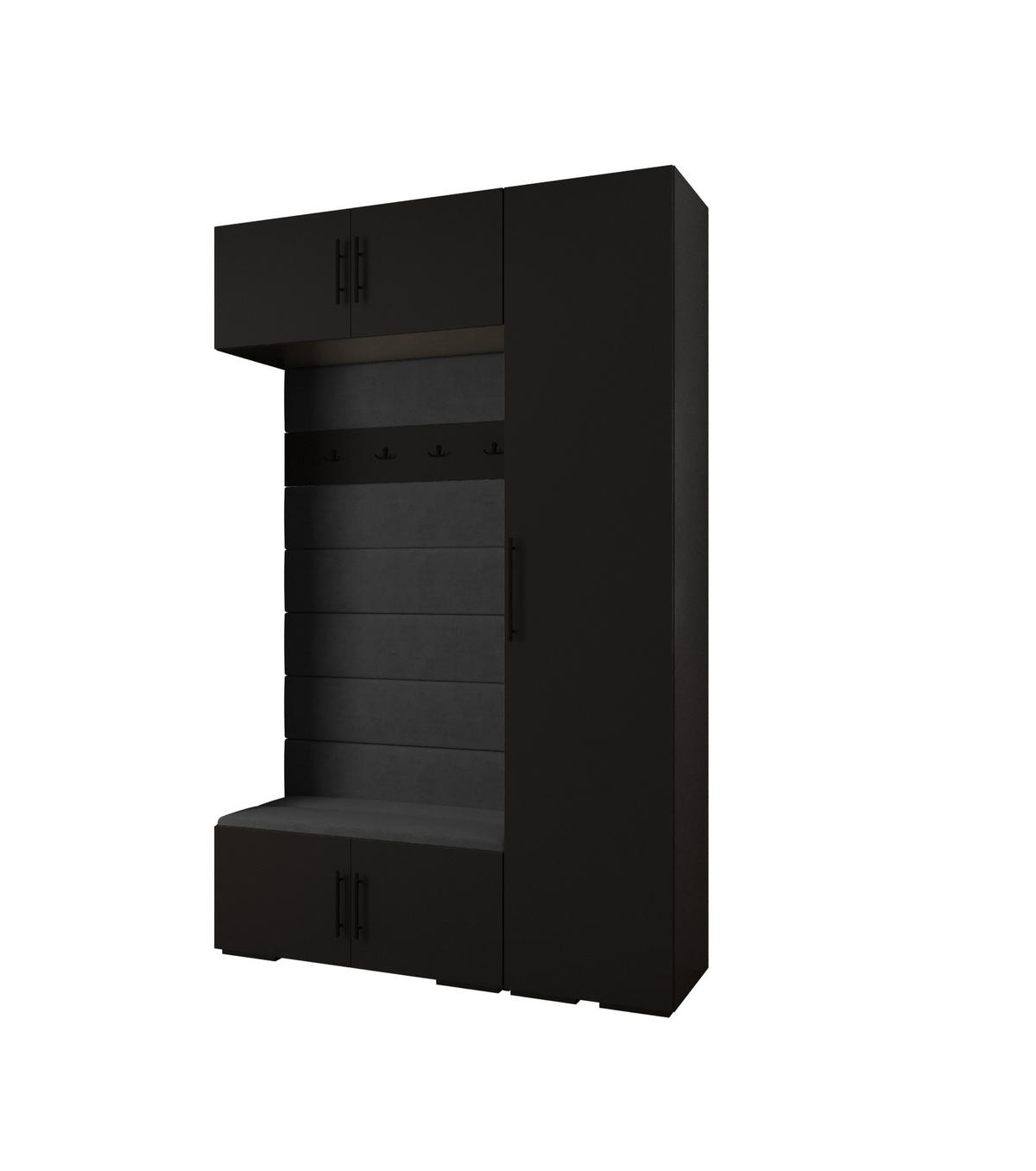 GARDEROBEN-SET 236,7/150/47 - Schwarz, Holz/Metall (150/236.7/47cm) - Abiks Möbel