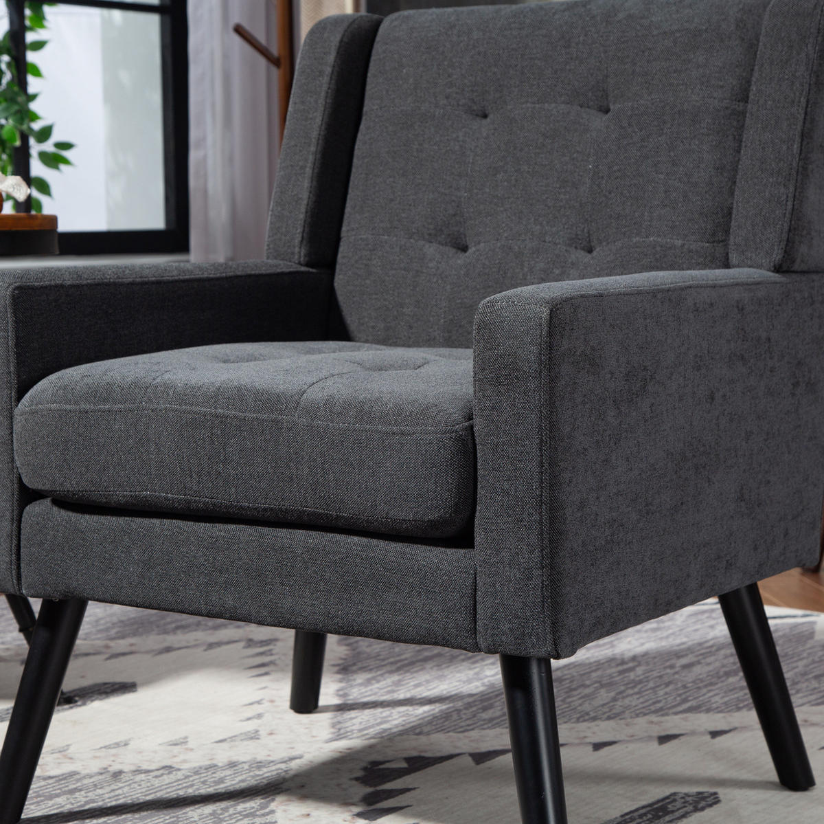 SESSEL 68/76/88 cm Dark Gray aus Upholstered mit Tufting - Dunkelgrau, Textil (76/88/68cm) - OKMYHOME