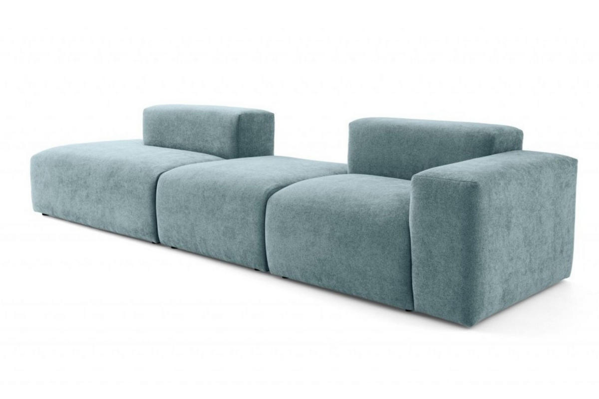 4-SITZER modulares Sofa HEAVEN SET 4 Links, Breite 335 cm Webstoff Blaugrau - Blaugrau/Schwarz, Holz/Kunststoff (335/71/102cm) - Muffo