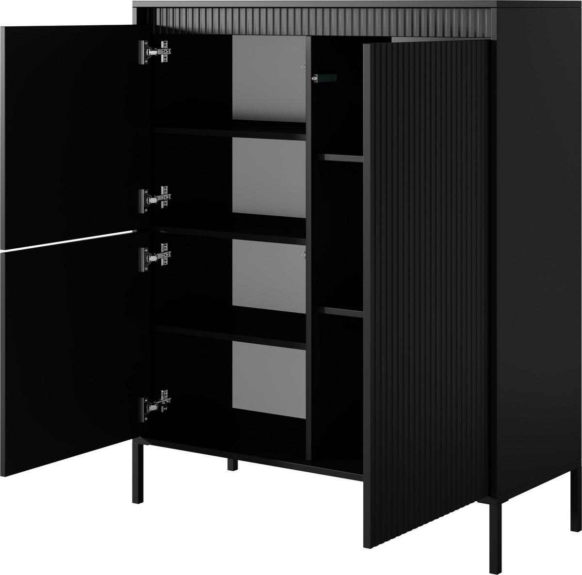 HIGHBOARD Cindy in Schwarz 104/123/40 cm - Schwarz, Holzwerkstoff/Metall (103.5/123.4/39.5cm) - WFL GROUP