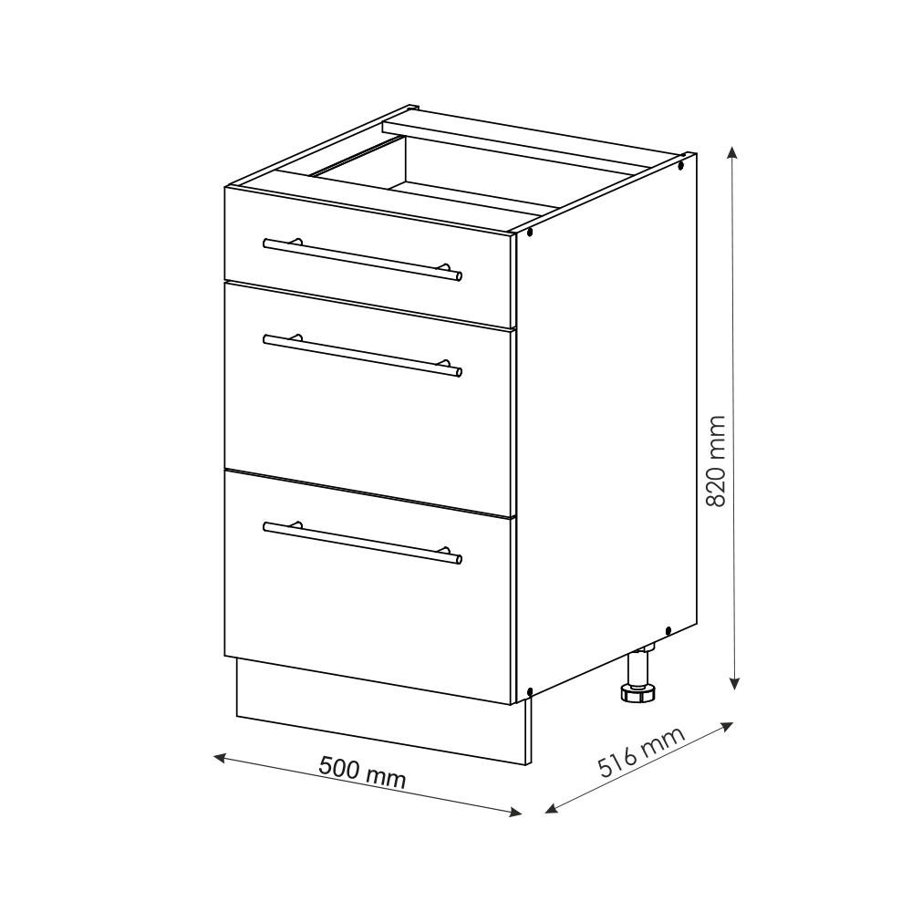 KÜCHENUNTERSCHRANK Fame-Line Anthrazit Hochglanz 50 cm, AP Marmor - Anthrazit/Eiche Wotan, Holzwerkstoff (50/82/60cm) - Vicco