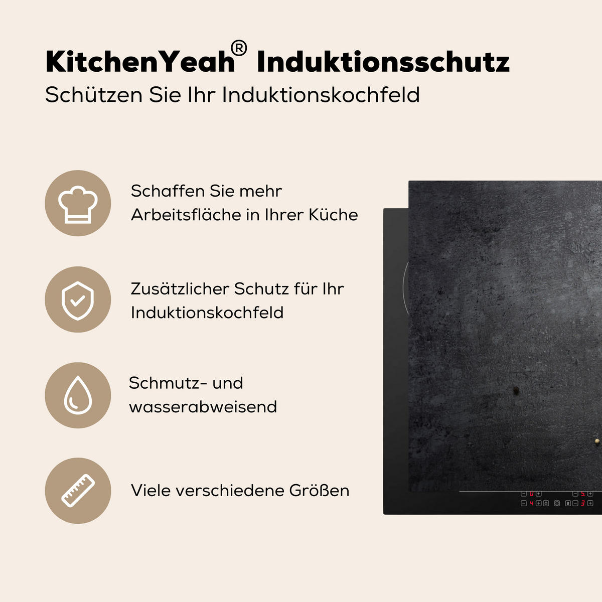 HERDABDECKPLATTE Limette - Kräuter - Gewürze - Grün - Grau - Beton 83x51 cm - Grün, Kunststoff (83/0.2/51.5cm) - MuchoWow