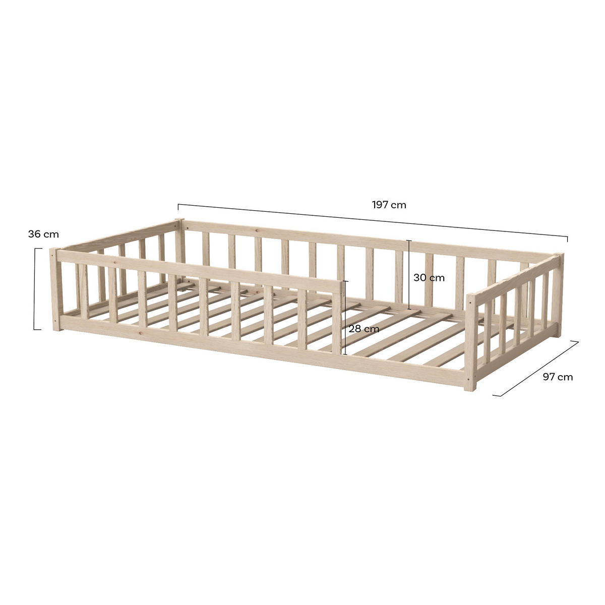 KINDERBETT NINO MIT LATTENROST/ Kinderbett 90x190 - Naturholz - Naturfarben, Holz (90/190cm) - Weber Industries
