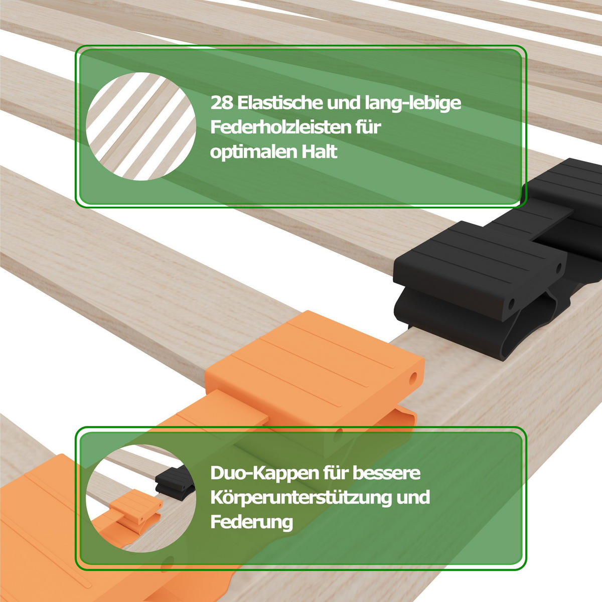 LATTENROST ErgoFlex – 140/200 cm, 7 Zonen, Härtegrad einstellbar - Eschefarben, Holz/Metall (140/200cm) - Schlaftroll