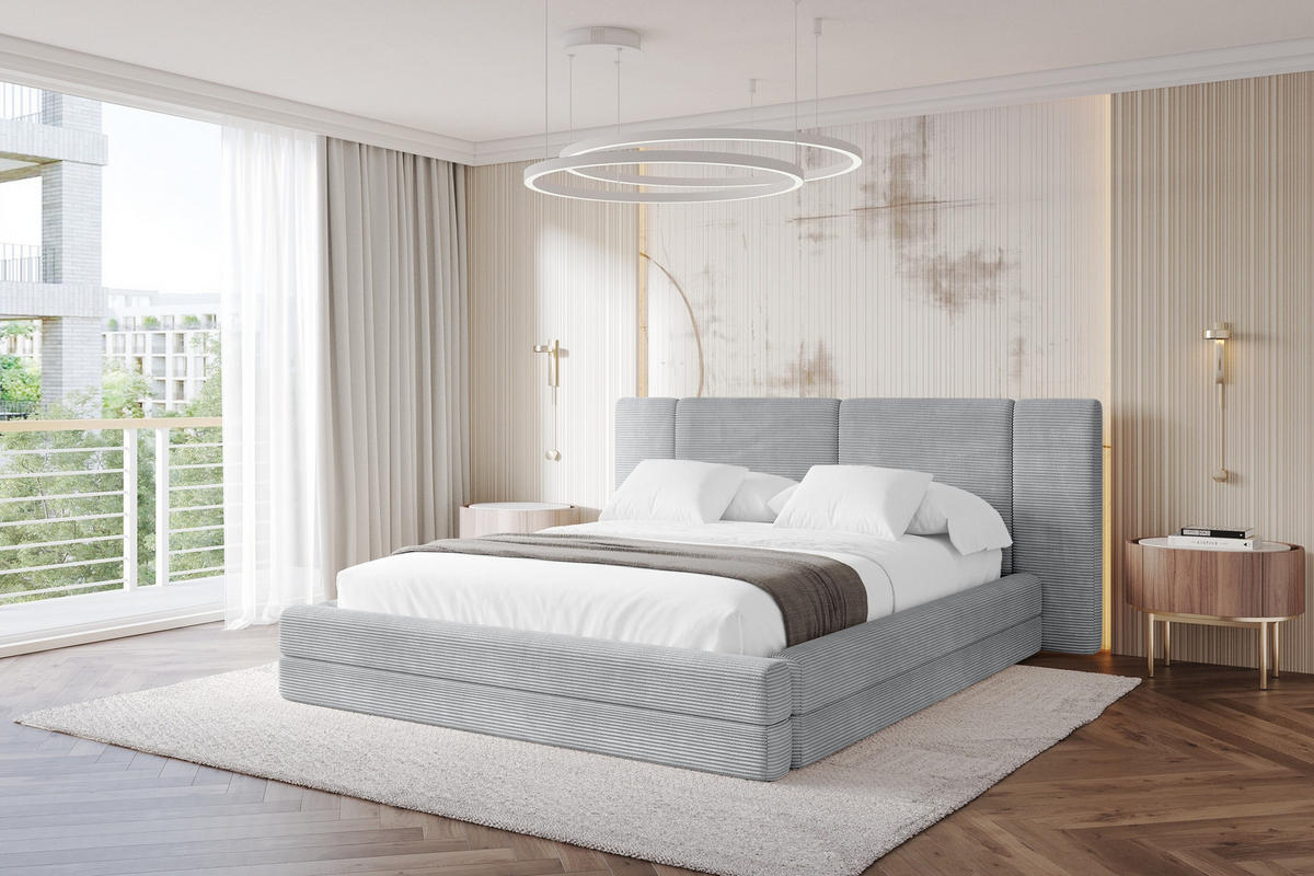 POLSTERBETT mit Bettkasten und Lattenrost, Bett mit Matratze H3/H4 - TEVO 160x200 Grau - Anthrazit, Holzwerkstoff/Textil (160/200cm) - ALTDECOR