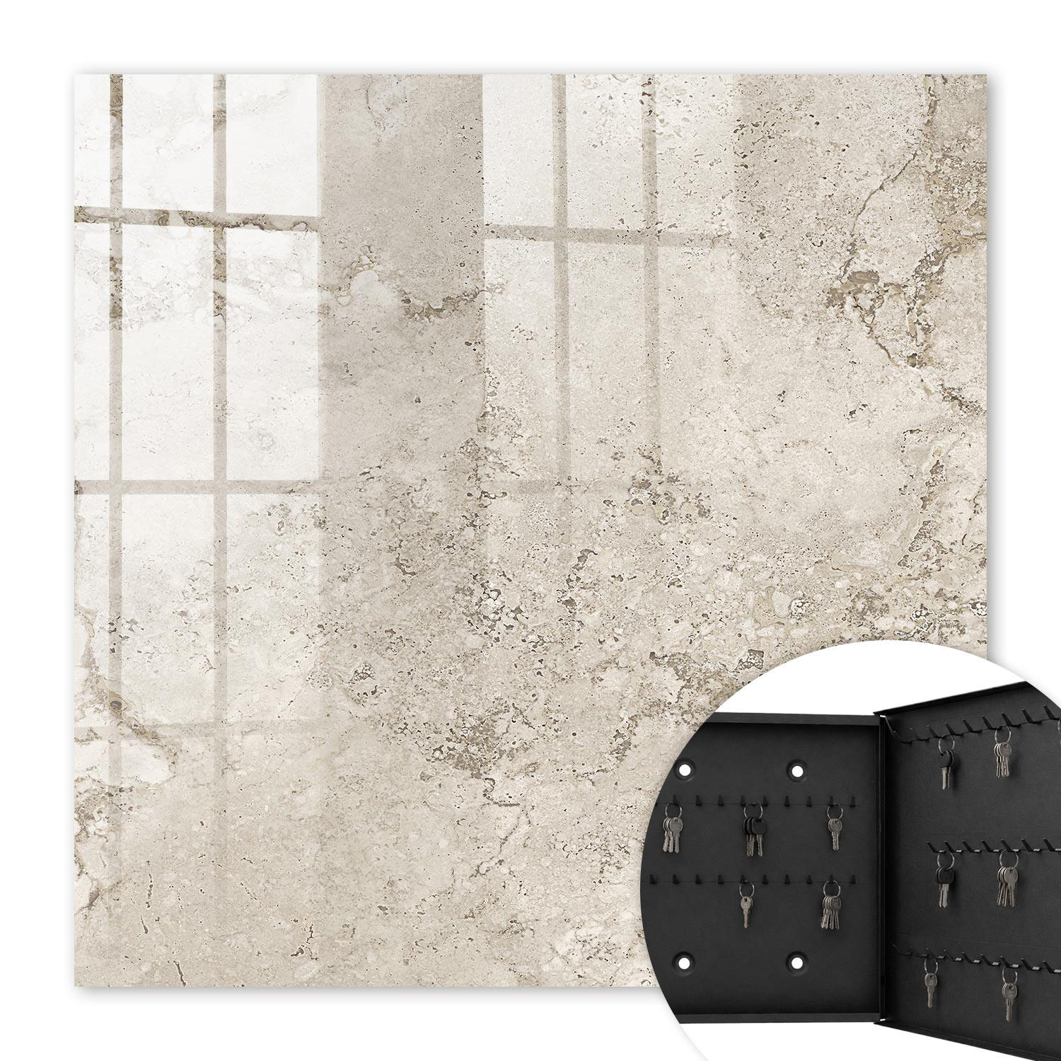 SCHLÜSSELBOX Schwarz 30x30 cm- Türöffnung nach rechts - Beige Textur - Beige, Metall (30/30/5cm) - TULUP