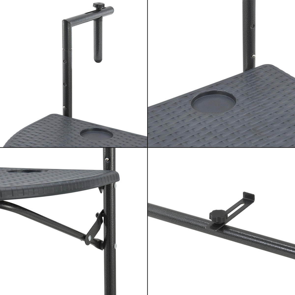 BALKONHÄNGETISCH Cicala - Dunkelgrau, Metall (64/60/83.5cm) - [en.casa]