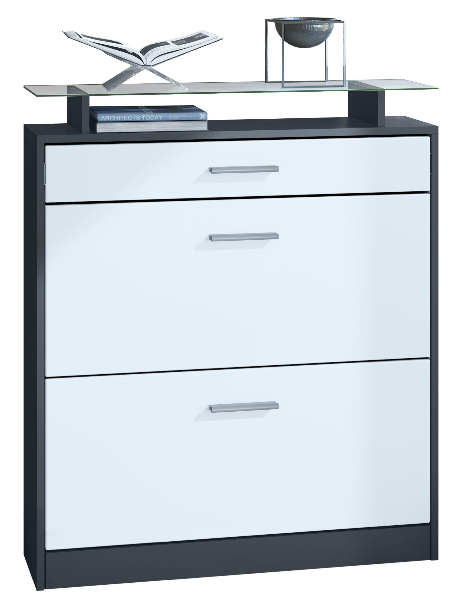 SCHUHSCHRANK Loret Fronten in Weiß matt - Weiß, Holzwerkstoff (89/104/23cm) - Vladon