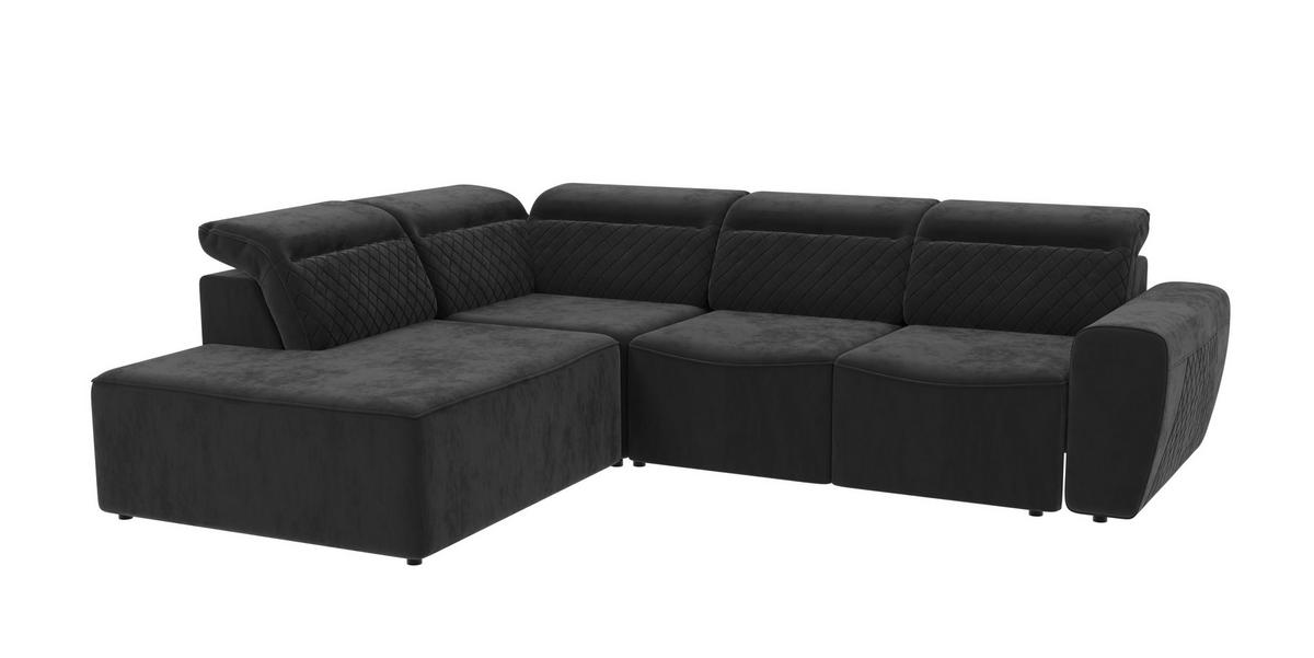 ECKSOFA Reid Schwarz Samt - Schwarz, Holz/Kunststoff (273/224cm) - S-Style Möbel