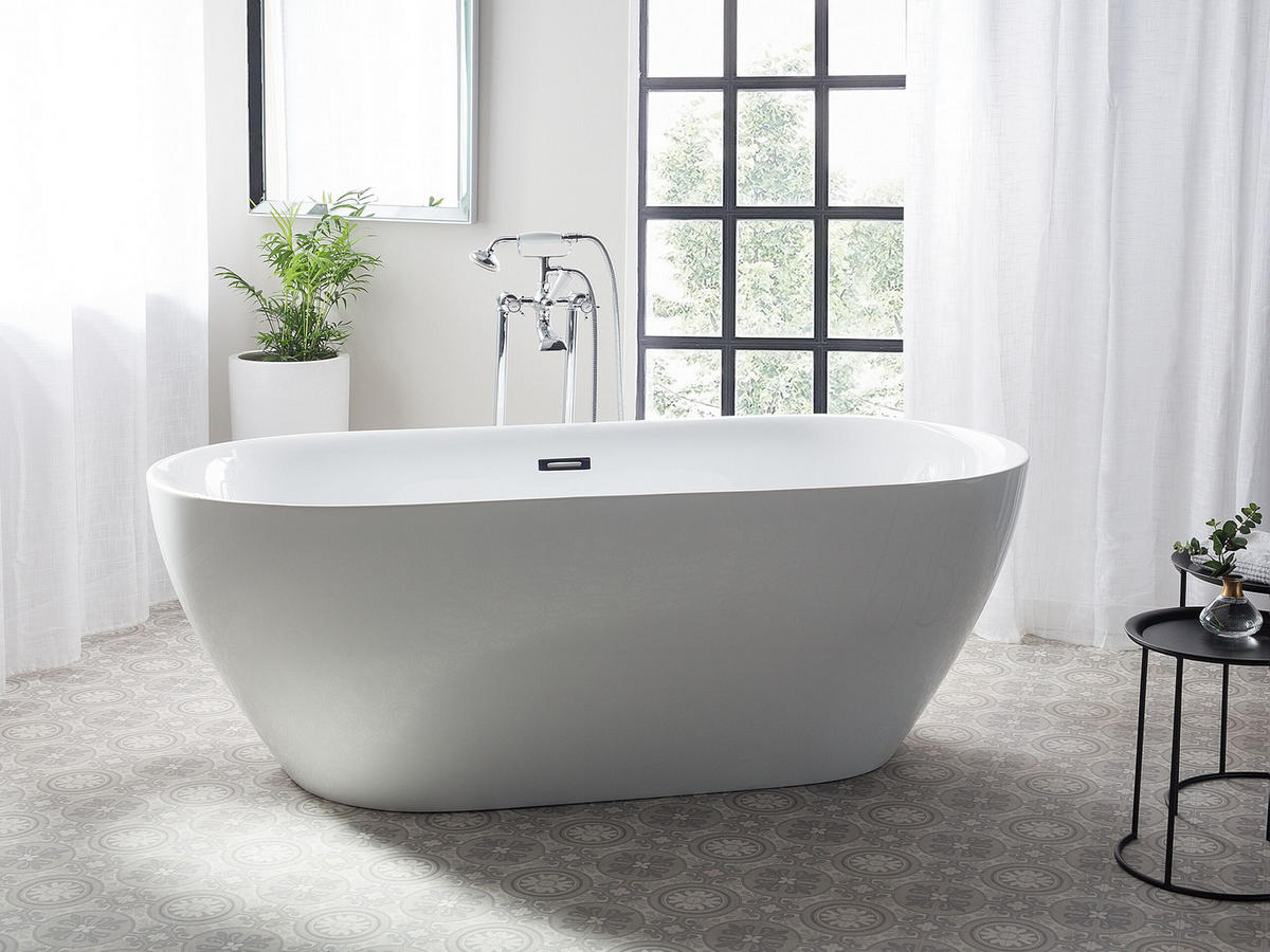 BADEWANNE FREISTEHEND 80x180x58 cm weiß Carrera - Weiß, Kunststoff (80/58/180cm) - Beliani