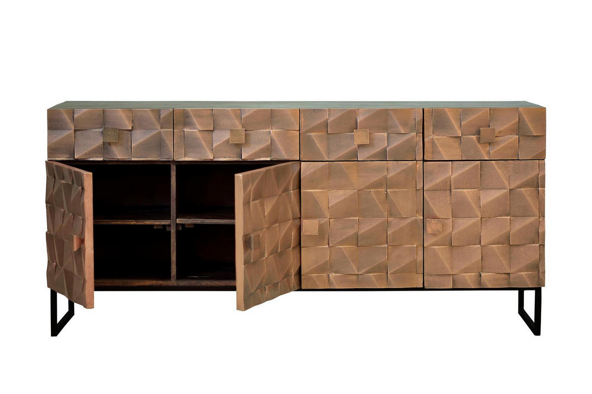 SIDEBOARD aus Mangoholz und Bronze - Dunkelbraun, Holz (42/80/170cm) - Giner y Colomer