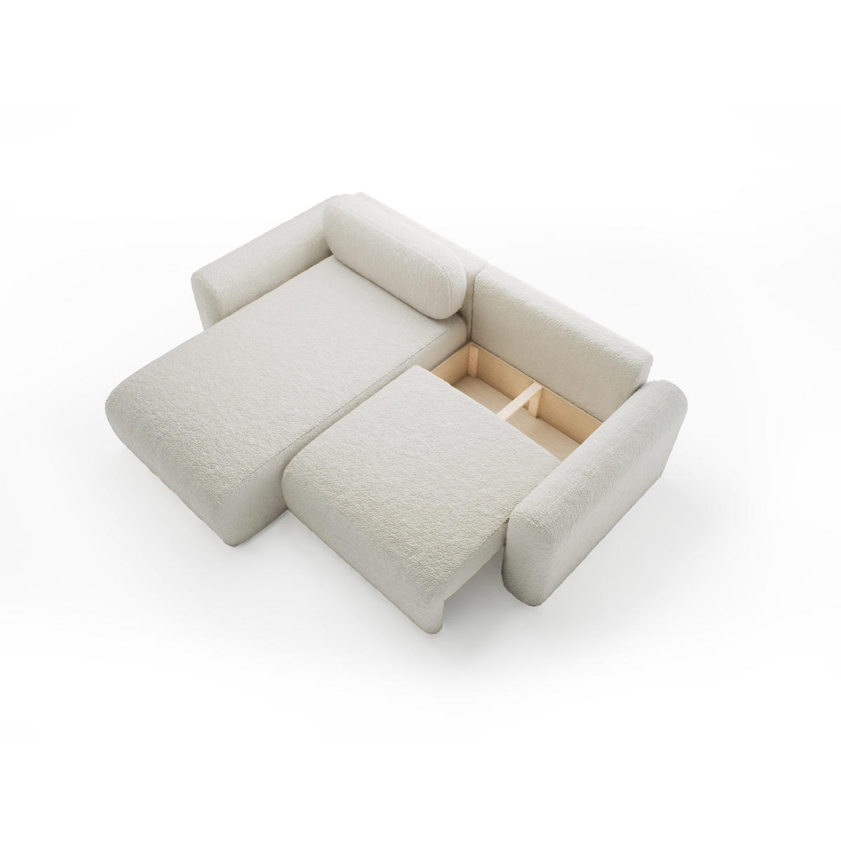 ECKSOFA mit Schlaffunktion Thekla Mini, Creme - Creme, Textil (246/100cm) - Fedve