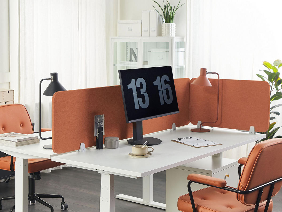 SCHREIBTISCHTRENNWAND 72 x 40 cm Hellrot Wally - Rot, Textil (72/40/2cm) - Beliani