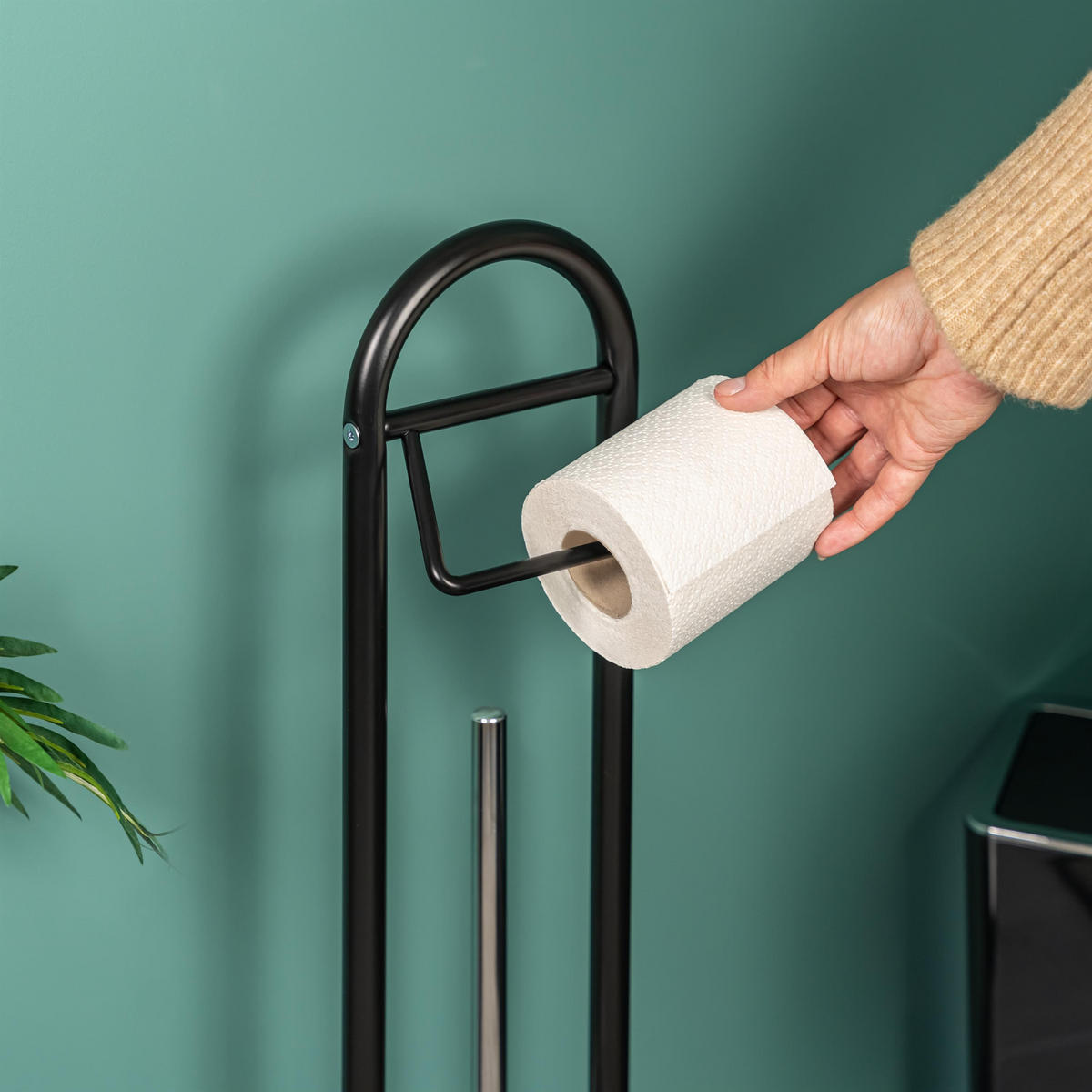 WC-BÜRSTENKOMBINATION, schwarz, Edelstahl - Schwarz, Metall (19/64/19cm) - bremermann