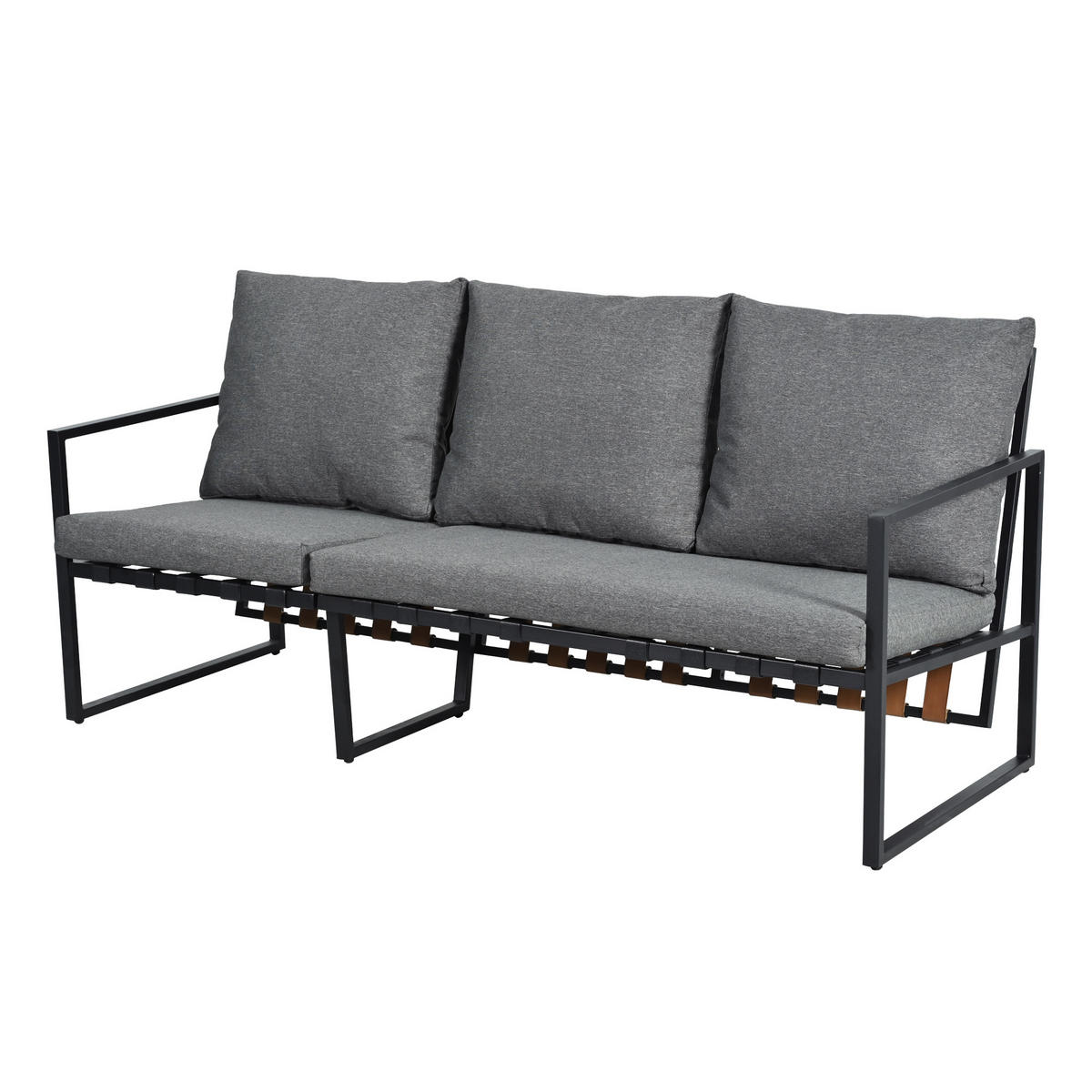 GARTENMÖBELSET Eckgarnitur Grau 3-tlg. - Grau, Metall - ComfortXL