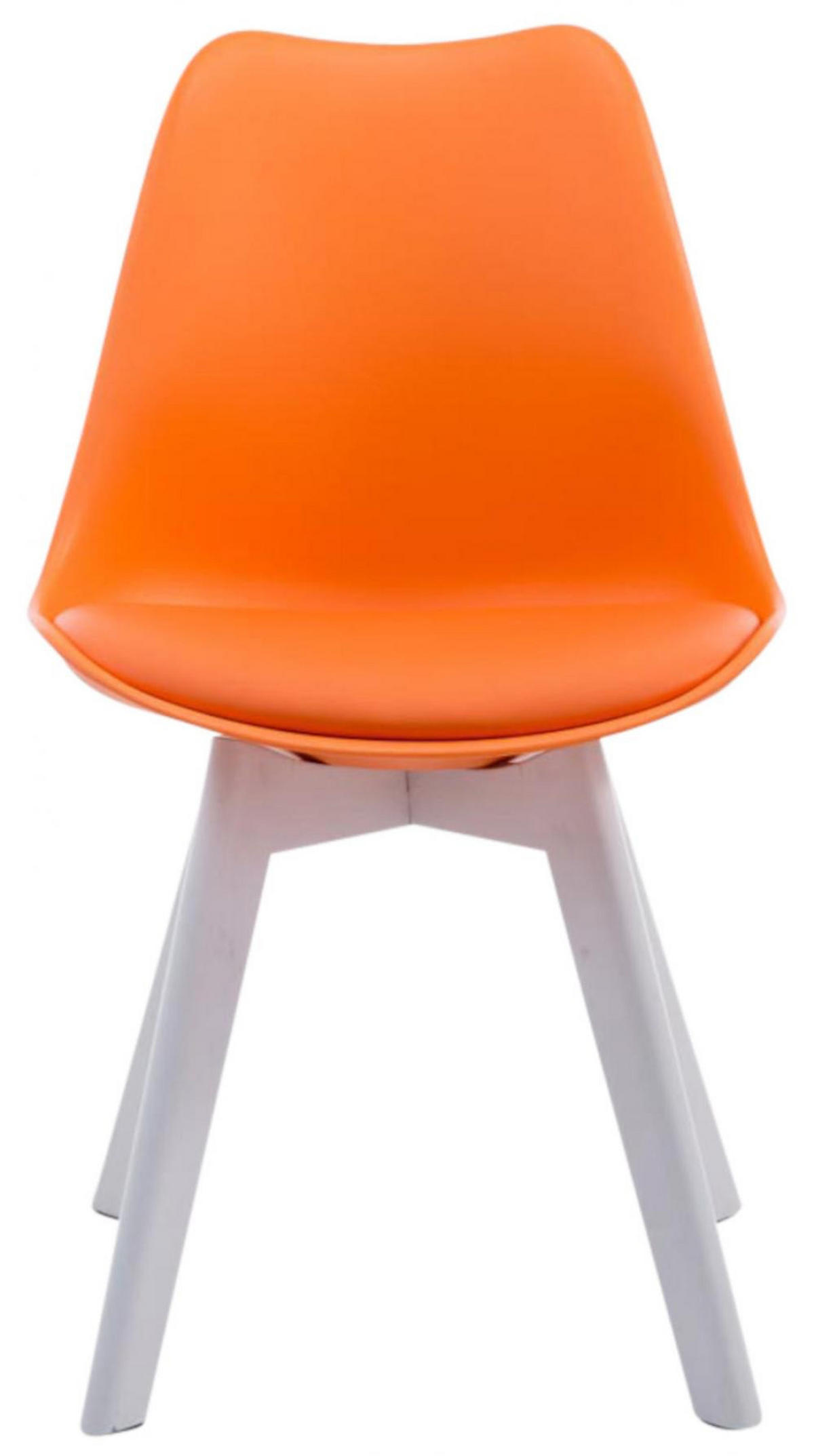 STUHL 4er Set Lederlook orange - Weiß/Orange, Holz/Textil (48/84/55cm) - CLP