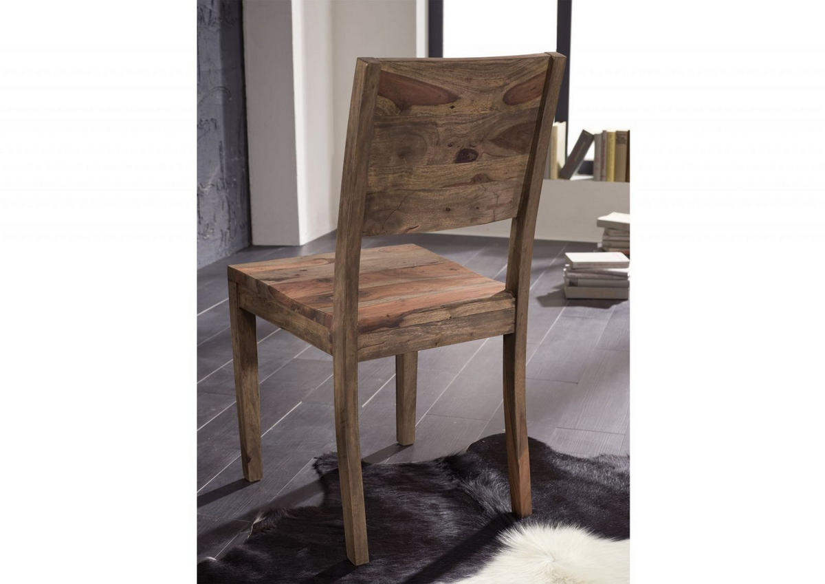 STUHL Massivholz 45 x 45 x 90 cm grau NATURE GREY #705 - Grau, Holz (45/90/45cm) - Massivmoebel24