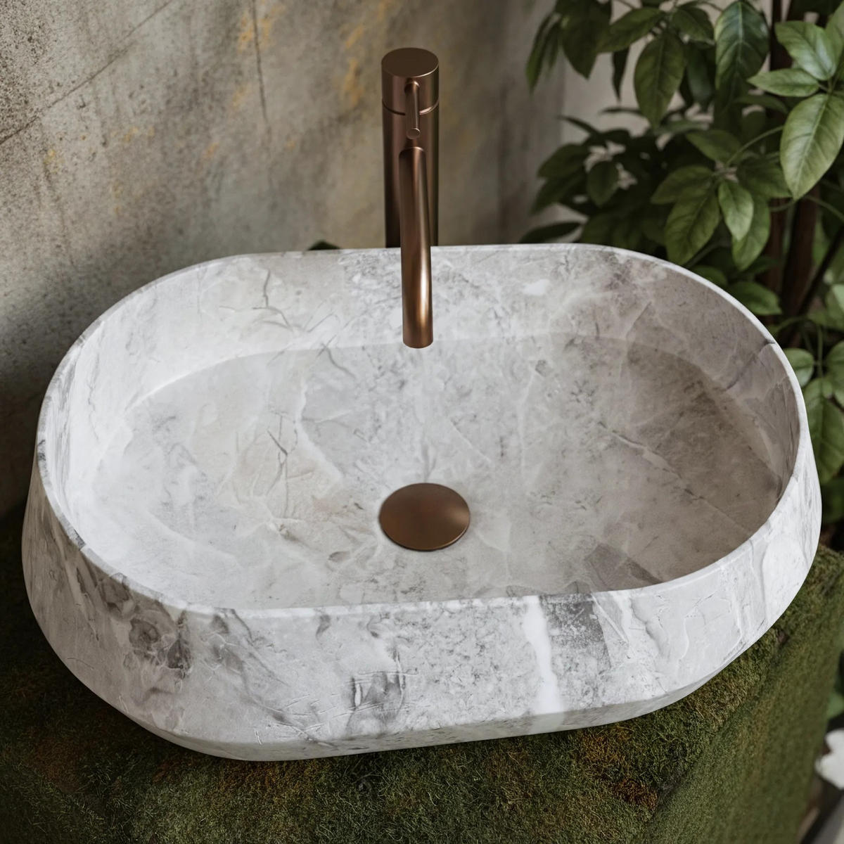 AUFSATZWASCHBECKEN Rea Zoe Rock - Grau, Kunststoff (35.5/17/55cm) - REA