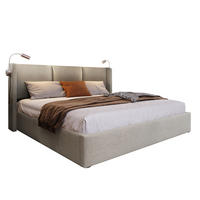 BETT mit Bettkasten 180x200 cm Leinen Beige 2xUSB - Beige, Metall (180/200cm) - Meubliv