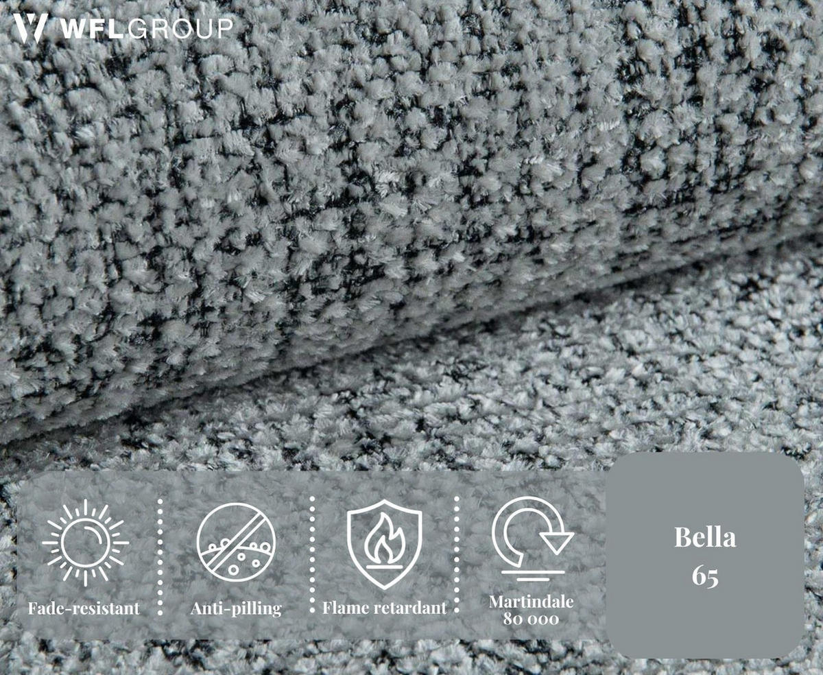 ECKSOFA Fabio mit Bettkasten, Strukturiert Grau 255/165/91 cm - Schwarz/Grau, Textil (165/255cm) - WFL GROUP