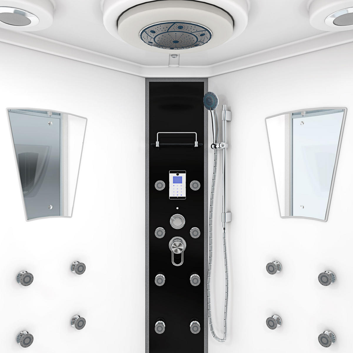 DAMPFDUSCHE Duschkabine D26-EH-EA 130x130 cm - Weiß, Glas/Kunststoff (130/130/220cm) - AcquaVapore by Sandra Jentho