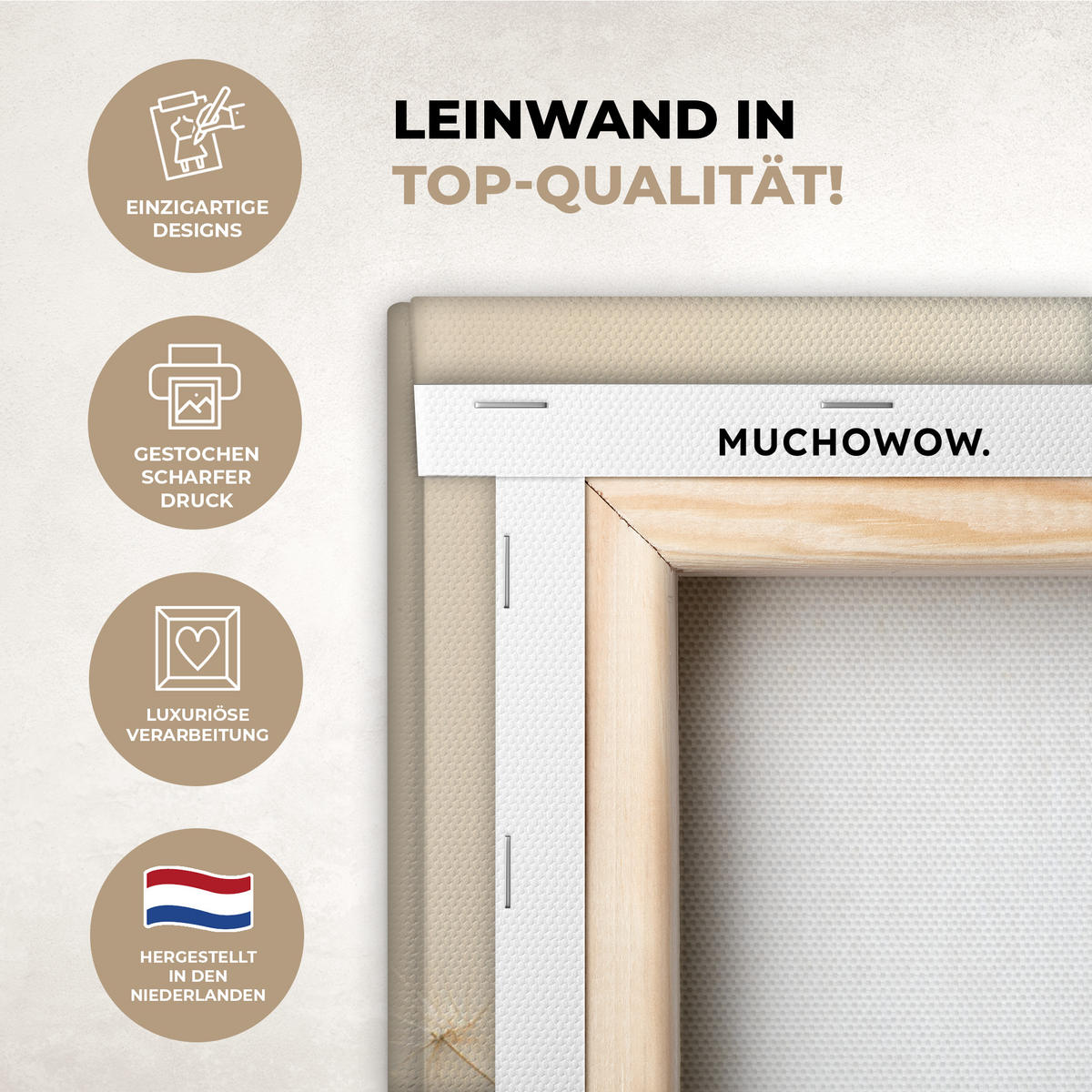 LEINWANDBILD Sonnenlicht - Löwenzahn - Botanisch - Blumen Wandbilder 80x60 cm - Creme, Textil (80/60cm) - MuchoWow