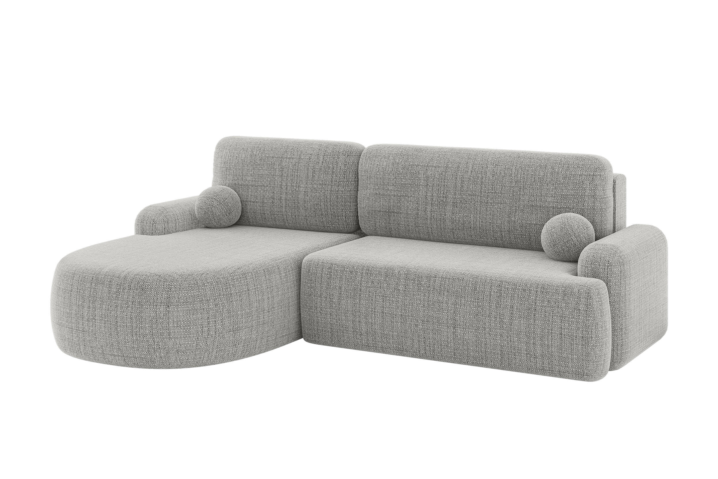 ECKSOFA mit Schlaffunktion und Bettkasten LIRA-L - 264x172x89 Hellgrau - Hellgrau, Holzwerkstoff/Textil (264/172cm) - ALTDECOR