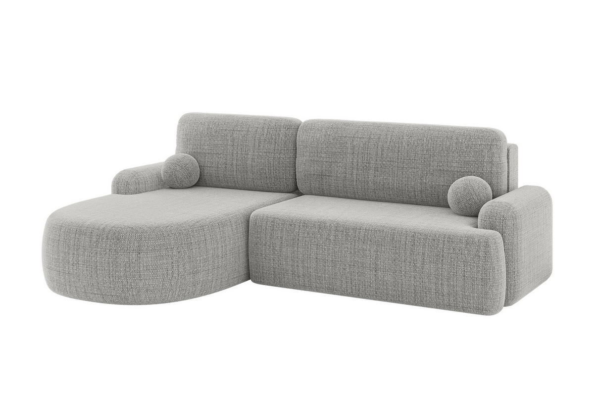 ECKSOFA mit Schlaffunktion und Bettkasten LIRA-L - 264x172x89 Hellgrau - Hellgrau, Holzwerkstoff/Textil (264/172cm) - ALTDECOR