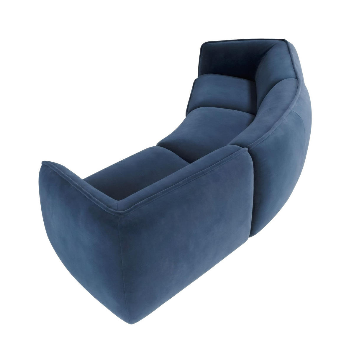 3-SITZER-SOFA dunkelblauer Samt, schwarzer Edelstahlbeine - Schwarz/Dunkelblau, Textil/Metall (340/80/110cm) - ANGEL CERDA