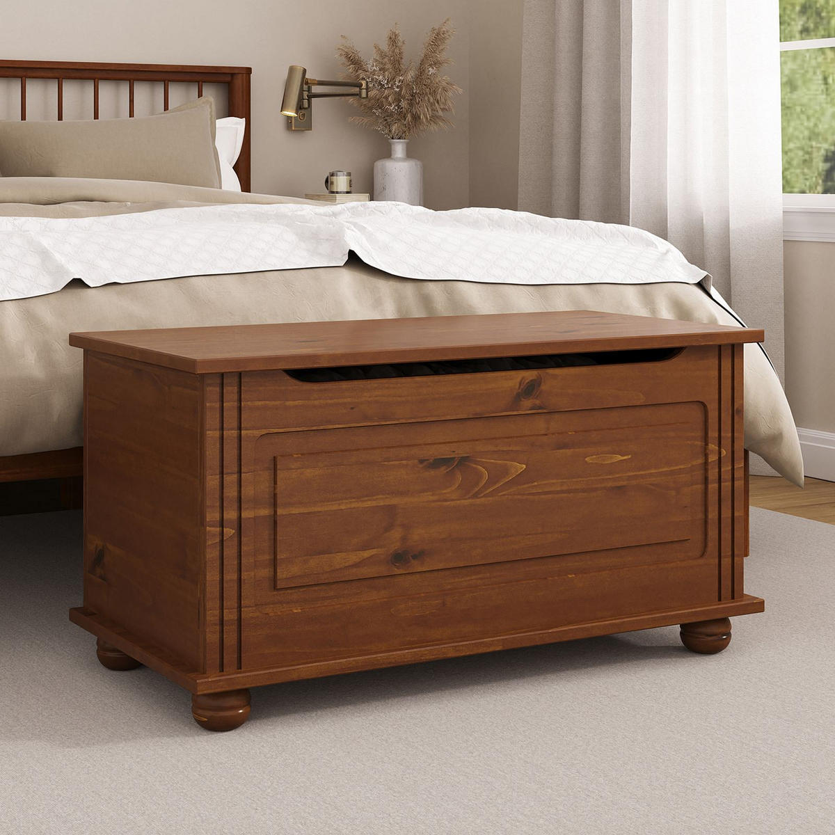 SITZTRUHE BRISTOL Kastanie - Kastanienfarben, Holz (85/45/43cm) - IDIMEX