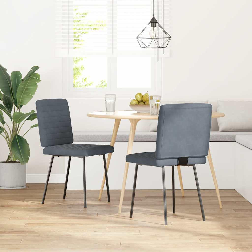 ESSZIMMERSTÜHLE 2 Stk. Dunkelgrau Samt 45*54*83cm - Dunkelgrau, Metall (45/83/54cm) - ZMH