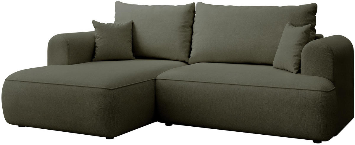 ECKSOFA Ovo Mini Olivgrün links - Schwarz/Olivgrün, Kunststoff/Textil (238/156cm) - Selsey