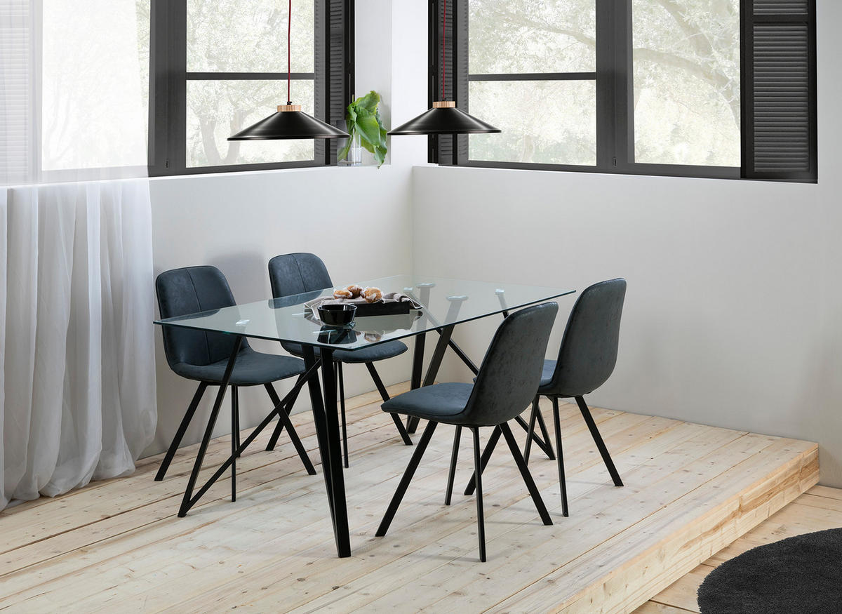 ESSTISCH Gaia Schwarz 160/90/75 cm - Schwarz, Metall (160/90/75cm)