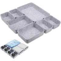 SCHUBLADEN Organizer 7-teiliges Set Filz Hellgrau - Grau, Textil (20/5/28.5cm)