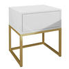 NACHTTISCH BLANCO GOLD auf goldenem Gestell Weiß Hochglanz PUSH OPEN - Weiß Hochglanz, Holzwerkstoff (45/53/36.6cm) - Lookway